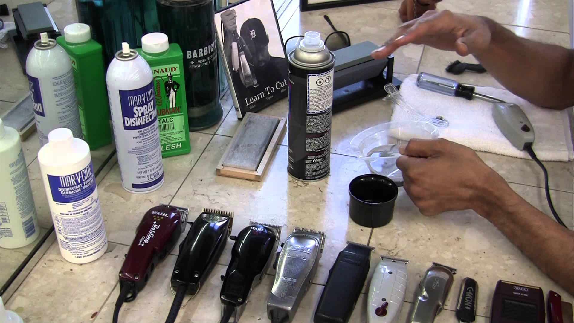 hair clipper cleaner and sharpener spray
